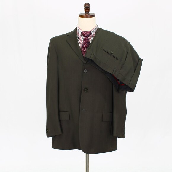 Pierre Cardin 44L 38x35 Green Solid 3-Button Suit R790